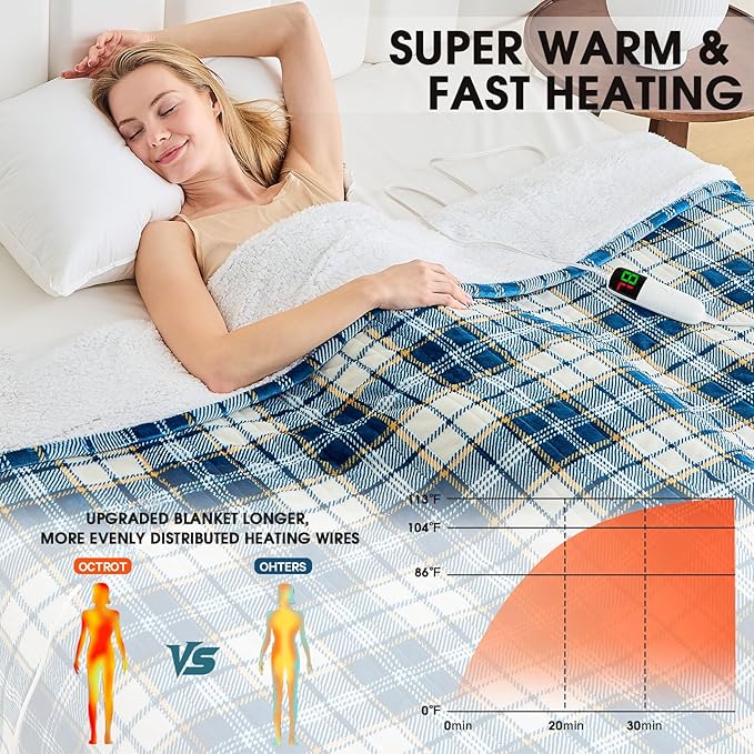 Heated Electric Blanket Twin Size, 62X84 Heating Blanket - Image 2