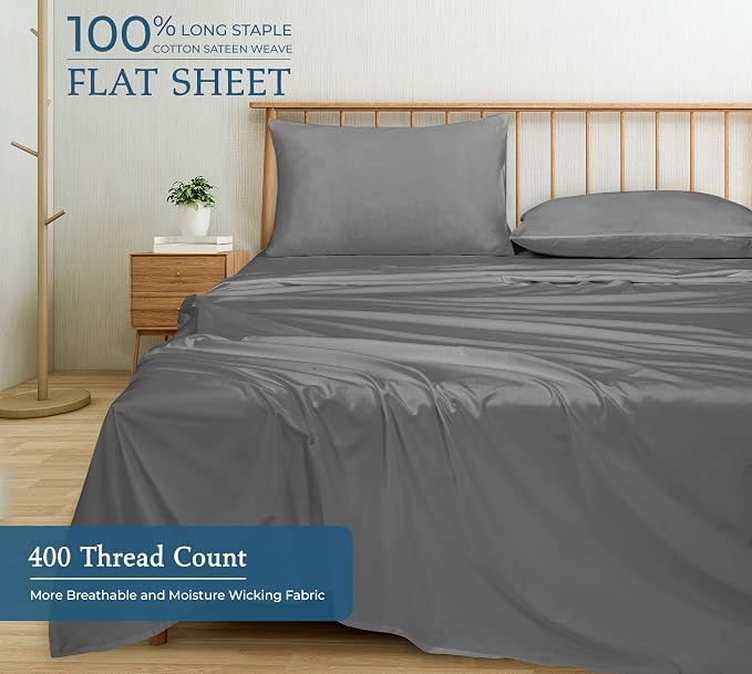 400 Thread Count 100% American Grown Cotton Flat Sheet - Image 4