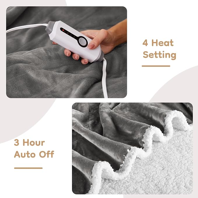 LaffyLo Heated Throw Blanket 50 x 60, Fast Heating Electric Blanket, Dual-Sided - Image 2