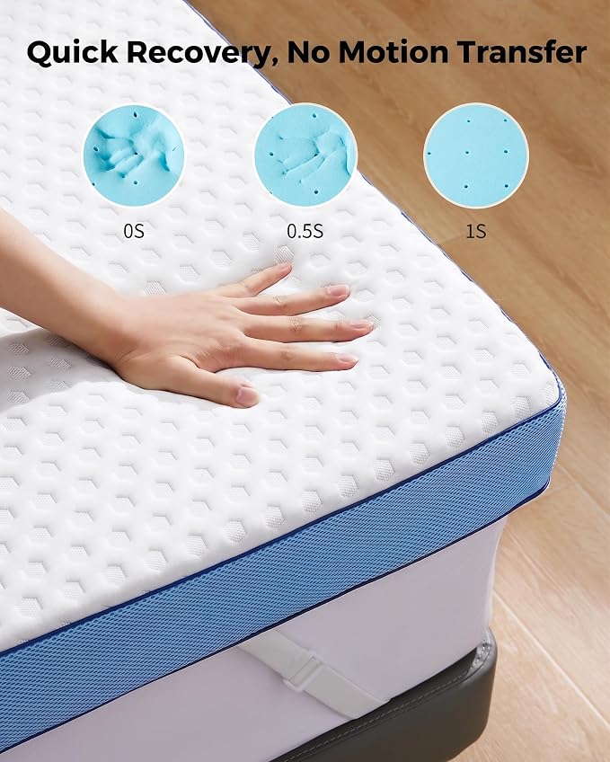 PERLECARE 3 Inch Firm Mattress Topper Queen, Cooling Gel-Infused & Bamboo - Image 7