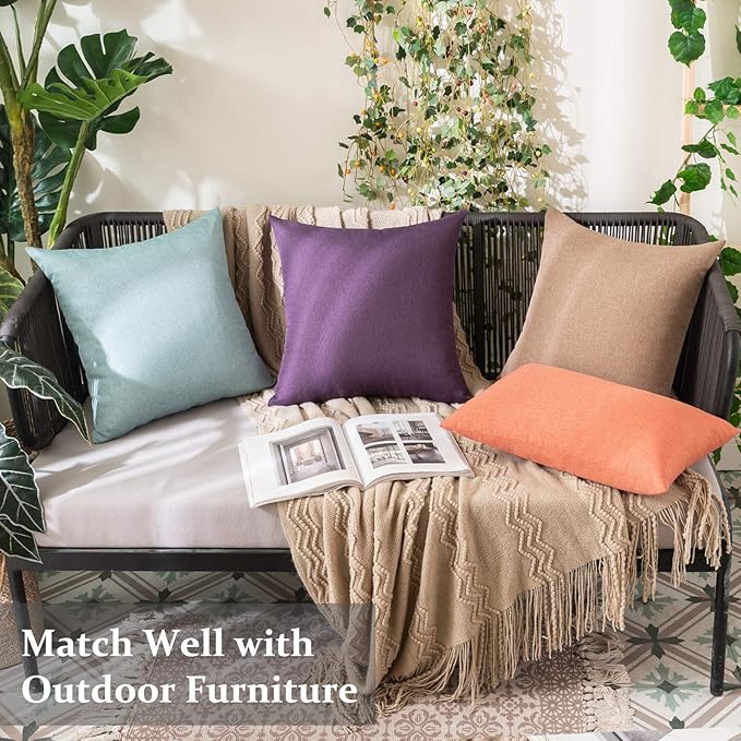 MIULEE Pack of 2 Decorative Outdoor Solid Waterproof Throw Pillow Covers Spring - Image 3