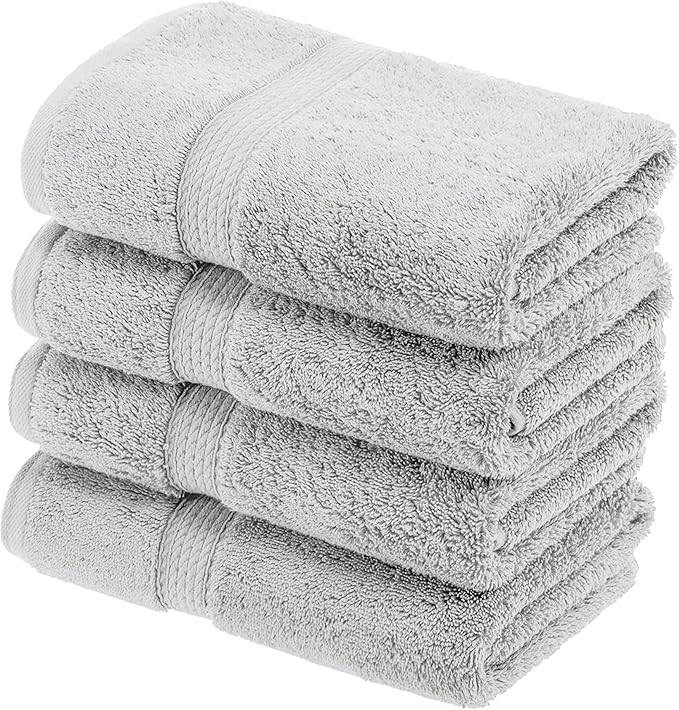 SUPERIOR Egyptian Cotton Pile Hand Towel Set of 4, Ultra Soft Luxury Towels by SUPERIOR