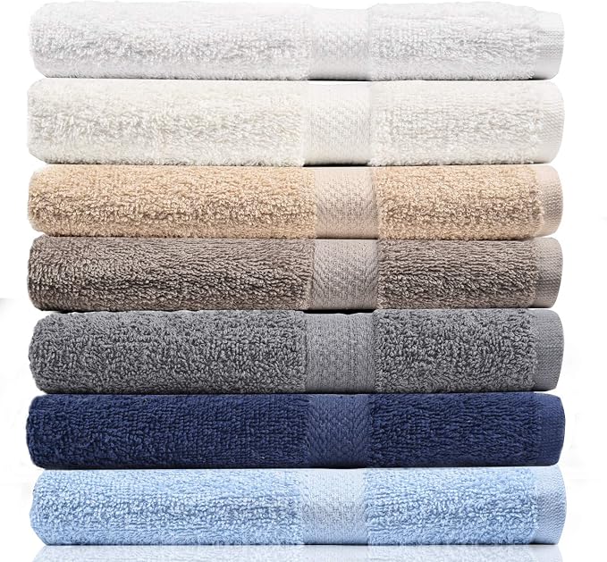 Crystal Towels Bath Towel Set Pack of 7 100% Cotton, Ultra Soft Highly by CrystalTowels