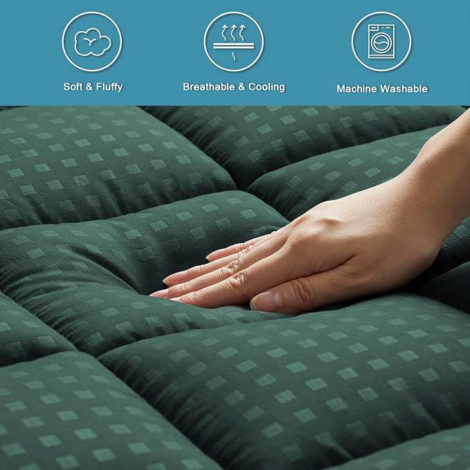 HYLEORY Twin Mattress Pad Quilted Fitted Mattress Protector Cooling Pillow Top - Image 4
