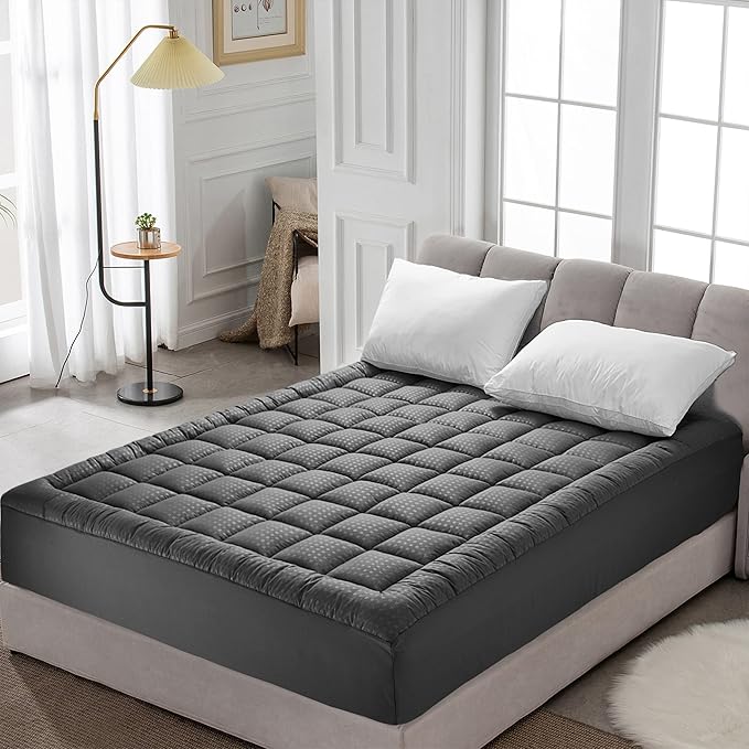 HYLEORY Full XL Mattress Pad Quilted Fitted Mattress Protector Cooling Pillow - Image 7
