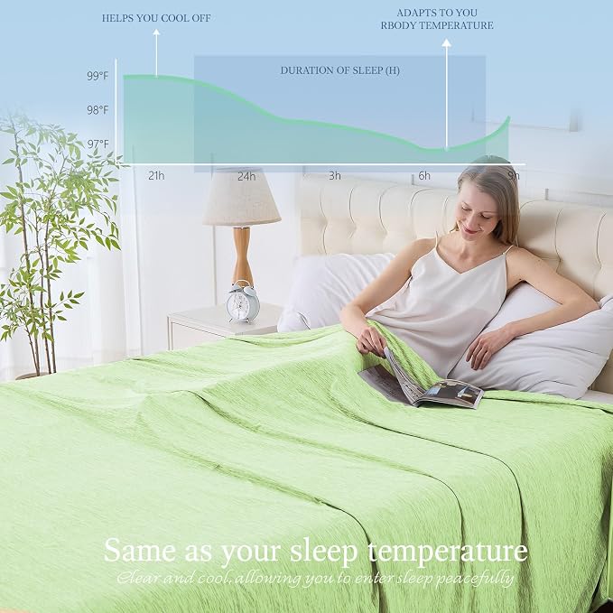 Cooling Blanket King Size, Cold Blanket Thin Lightweight Breathable Soft - Image 3