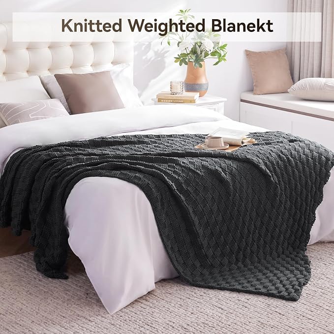 Knitted Weighted Blanket for Adult, No Beads Heavy Blanket 48” x 72'' 12lbs - Image 7