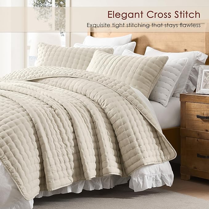 WDCOZY Beige Twin Quit Size Bedding Sets - Image 3