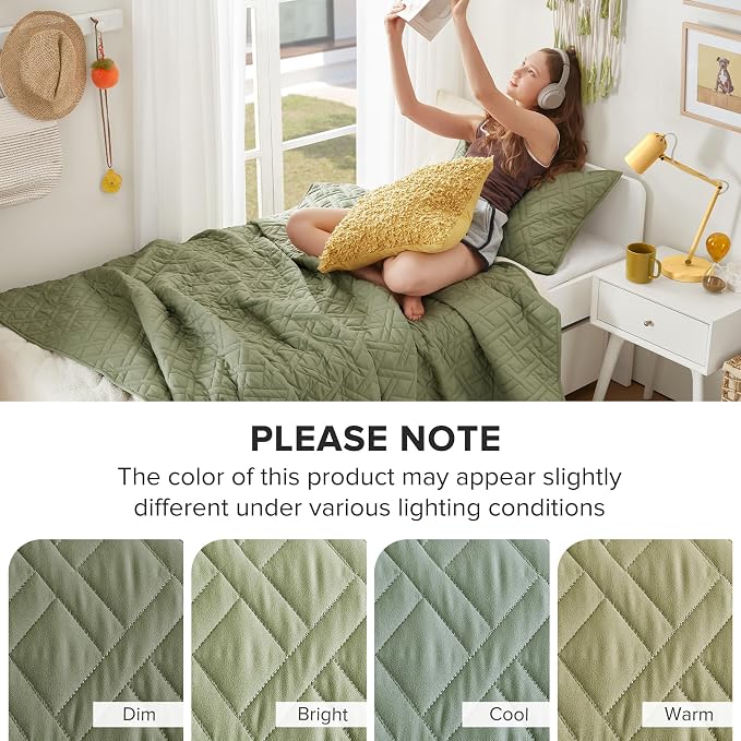Comfort Spaces Twin Quilt Set Modern Reversible Diamond Coverlet Twin Bedding - Image 9