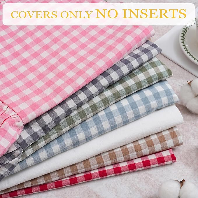 14x36 inches Red/White Plaid Ruffle Lumbar Gingham Pillow Sham 1 Piece - Image 8