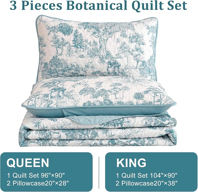 WONGS BEDDING Botanical Quilt Set King Size - Image 7