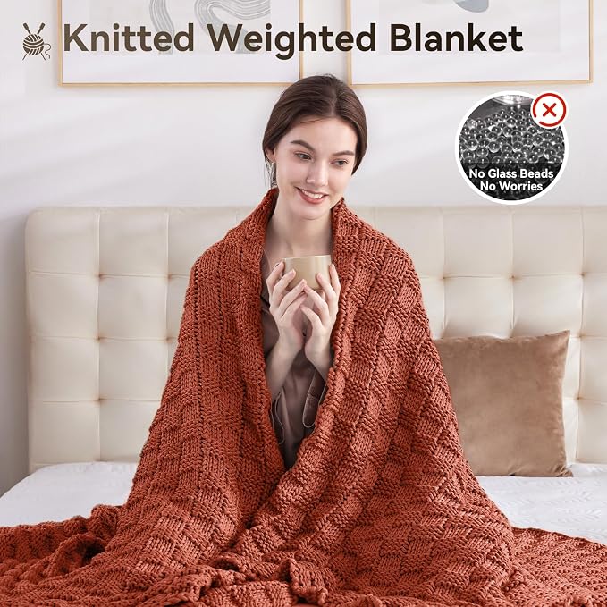Knitted Weighted Blanket Adults, No Beads Heavy Blanket 36” x 48'' 3lbs - Image 5