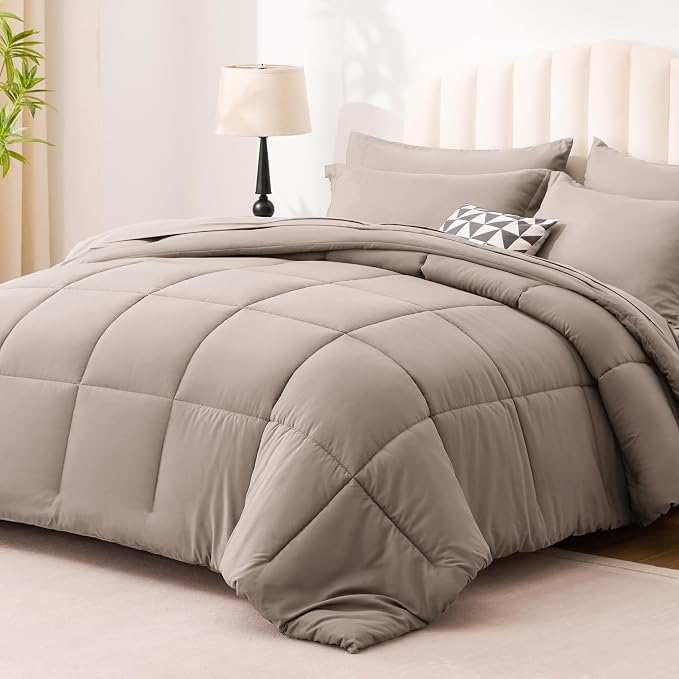 Love's cabin King Size Comforter Set Light Brown, 7 Pieces King Bed in a Bag - Image 2