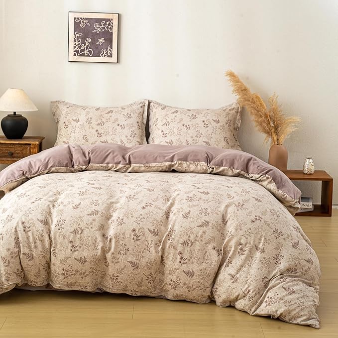 OAITE Brown Tree King Size Duvet Cover-3 Pieces Prewashed Cotton-Like Polyester by OAITE