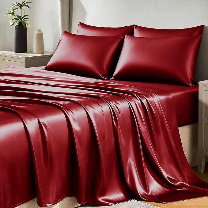 CozyLux Satin Sheets Queen Size Bed Set by CozyLux