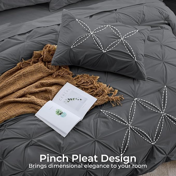 Sasttie Full Size Comforter Set, 7-Piece Bed in a Bag, Pintuck Bedding Sets - Image 4