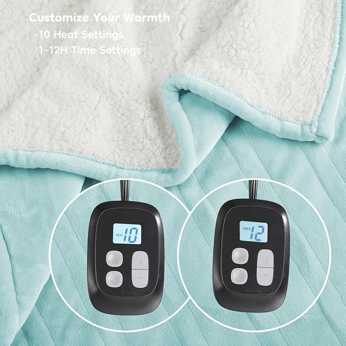 LaffyLo Electric Heated Blanket Queen Size 84 x 90, Dual Control, Fast Heating - Image 3