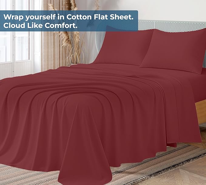 Royale Linens 100% Organic Cotton Full Flat Sheet Only - Image 2