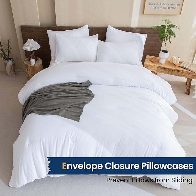 Paxrac Classic Pure White California King Comforter, 3 Pieces Oversized King - Image 5