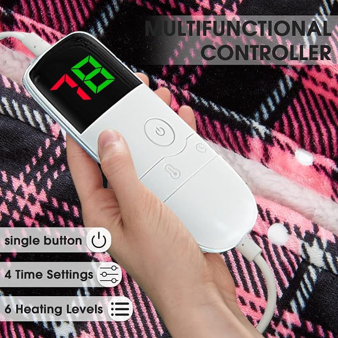 Pink Heated Blanket Electric Full Size, 72X84 Heating Blanket - Image 5