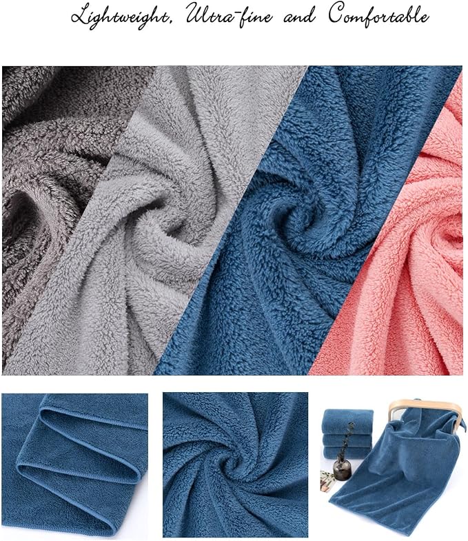Lumimi Towel Set of 6 Very Soft Microfiber 3 Bath and 3 Hand Towels Quick Dry - Image 4