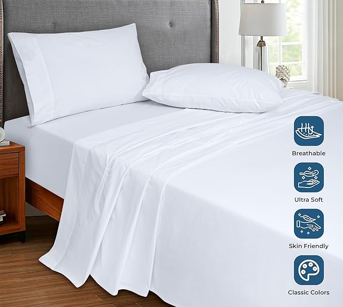 Royale Linens 100% Organic Cotton King Flat Sheet Only - Image 4