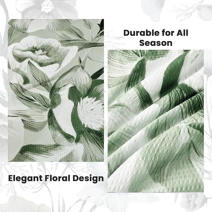 Luxudecor Floral Comforter Set Queen Size 7 Piece, Sage Green Flower Bed in a - Image 5
