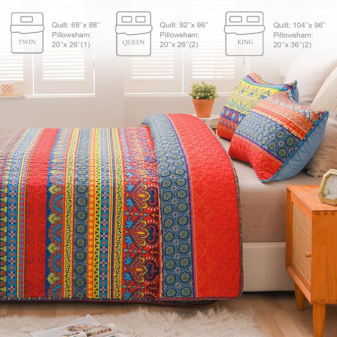 Exclusivo Mezcla Reversible Boho Quilts Twin Size - Image 6