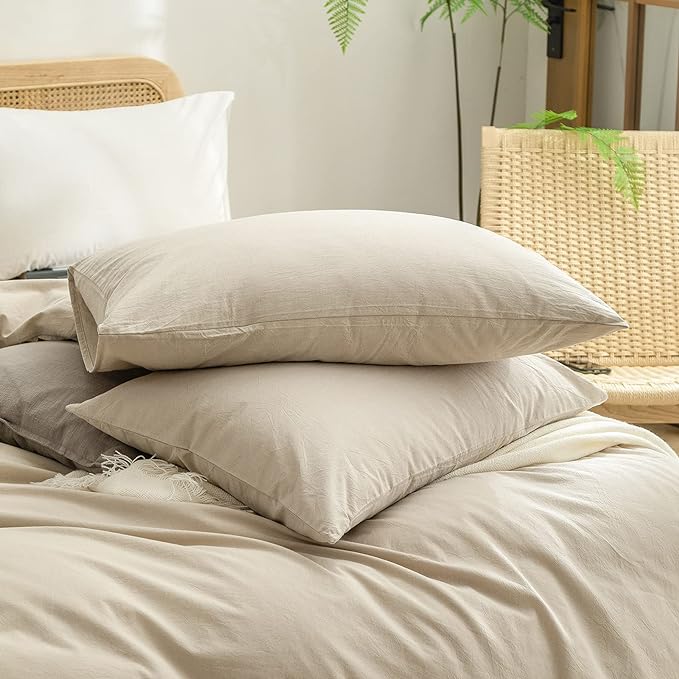 BESTOUCH Duvet Cover Set 100% Cotton Linen Feel Super Soft Comfortable Chic - Image 7