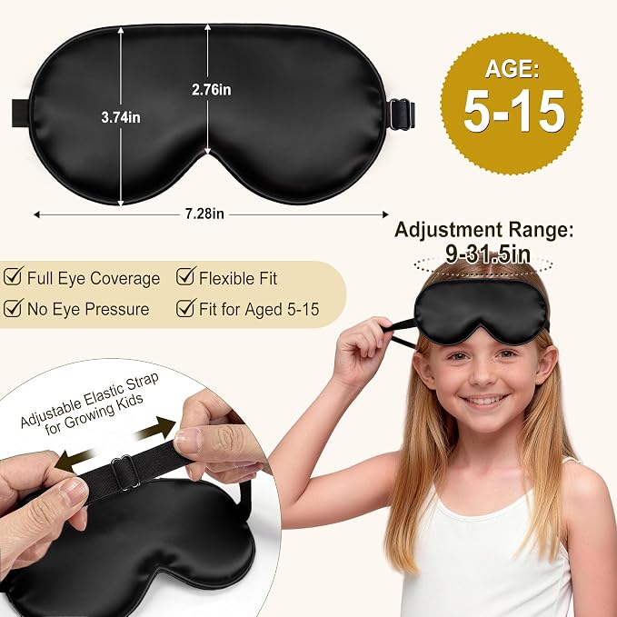 Kids Sleep Mask, Kids Eye Mask for Boys Girls, Kid Silk Eye Masks - Image 3