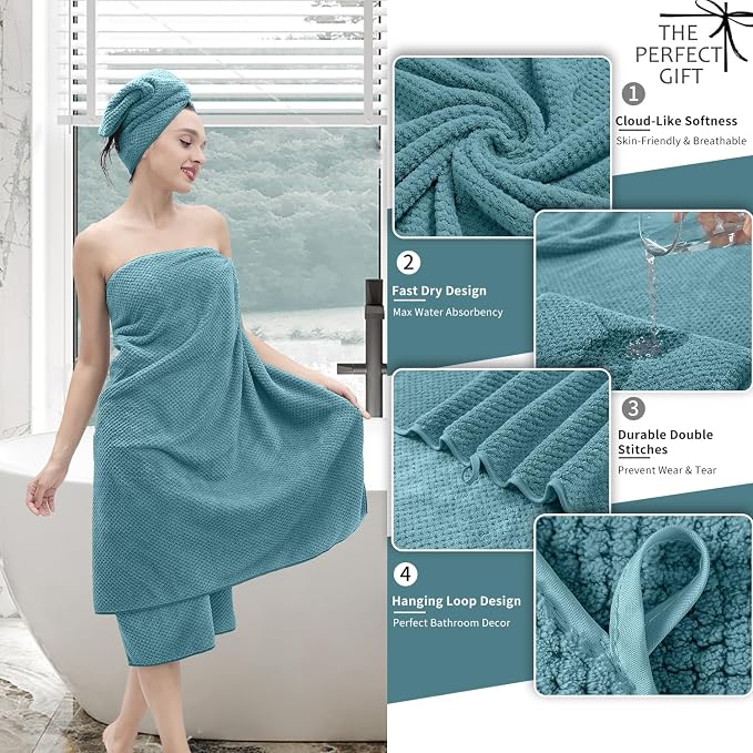 8 Piece Bathroom Towel Set |2 Oversized Large Bath Towels Sheet, 2 Hand Towels - Image 3
