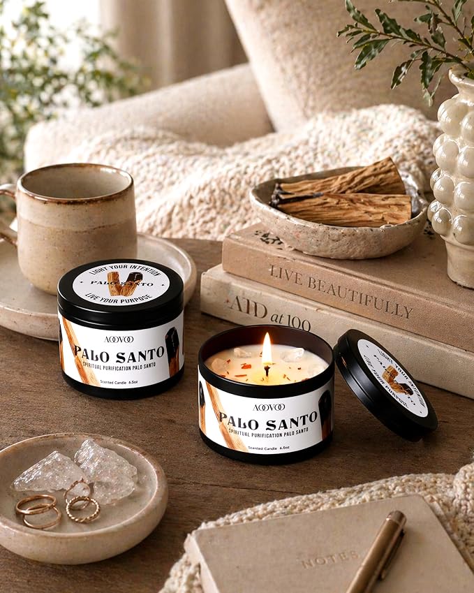 AOOVOO 2 Pack Palo Santo Candles – Cleansing Candle - Image 5
