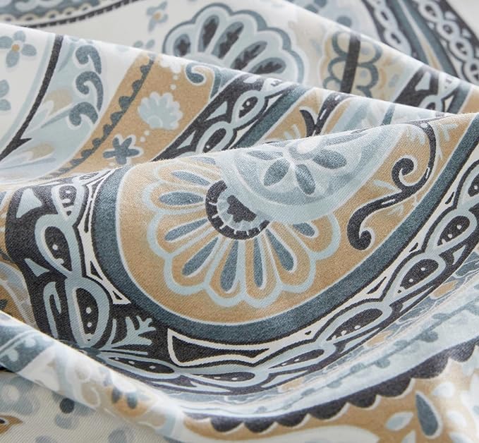 SUSYBAO Flower Paisley Duvet Cover Queen 100% Cotton 3 Pcs Set 1 Vintage Boho - Image 3