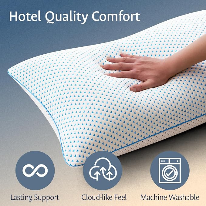 Cooling Gel Memory Foam Pillows Queen Size Set of 2 - Image 7
