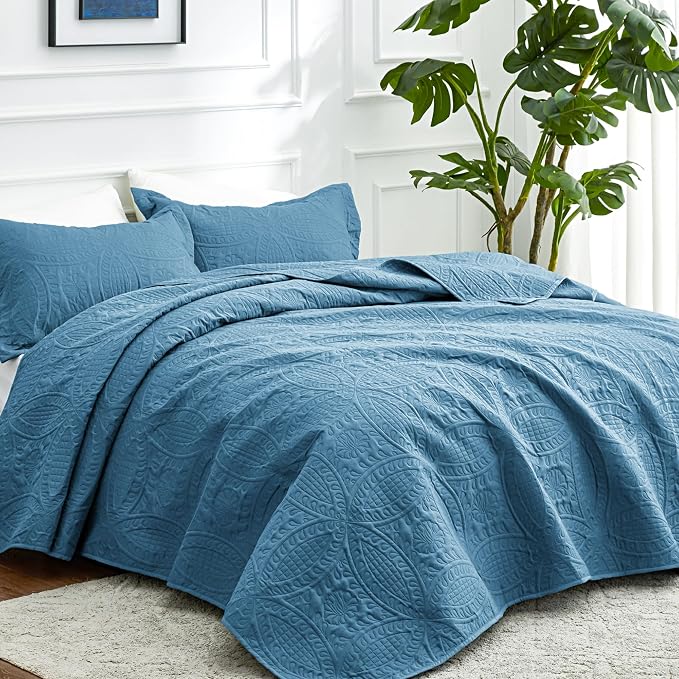 Love's cabin Quilts for Full Bed Misty Blue Bedspreads Bedding Set - Image 2