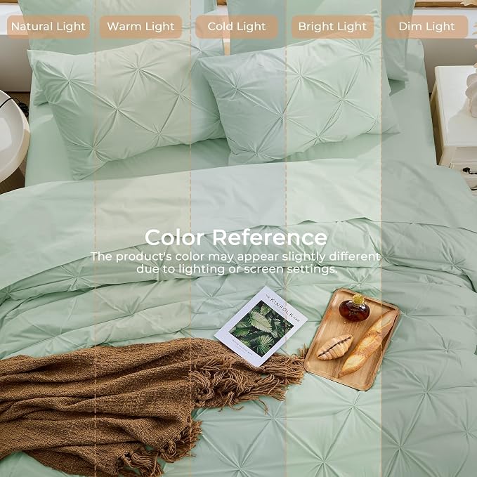 Sasttie Twin Comforter Set, 5-Piece Bed in a Bag, Pintuck Bedding Sets - Image 8