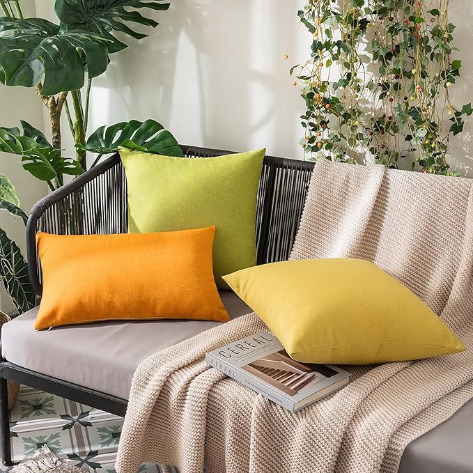 MIULEE Pack of 2 Decorative Outdoor Solid Waterproof Throw Pillow Covers Faux - Image 5