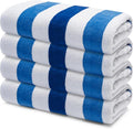 Premium Velour Cabana Beach Towel 4 Pack, 30” x 60” Soft Plush Cotton Pool Towel by 9Threads