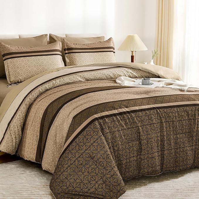 WONGS BEDDING 7 Pieces Comforter Set California King Size, Bohemian Soft - Image 2