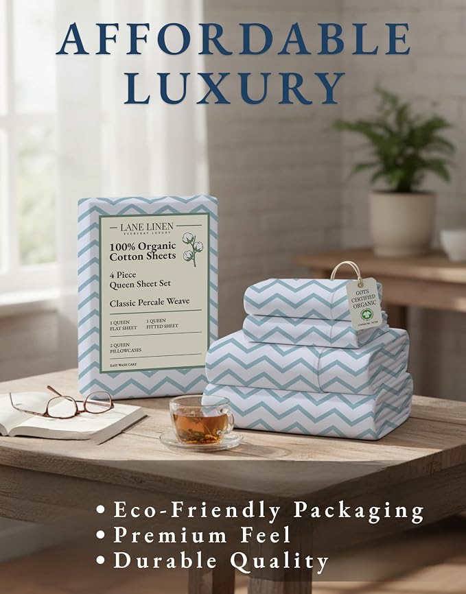 LANE LINEN 100% Organic Cotton Sheets Queen, Soft & Comfy Fade Resistant - Image 8