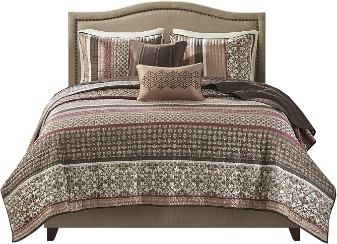 Madison Park Quilt Set Luxurious Jacquard Stripes Design - Image 9