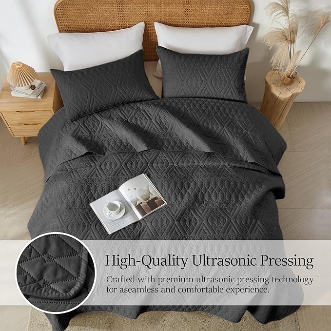 akkialla Twin Size Quilt Bedding Set, Modern Style Geoetric Pattern Coverlet Set - Image 4