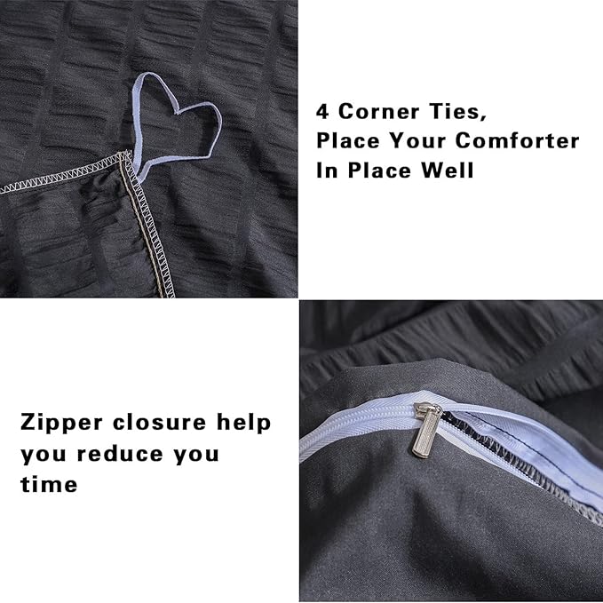 AveLom Seersucker Duvet Cover Set Full Size, 3 Pieces, Textured Duvet Cover - Image 4