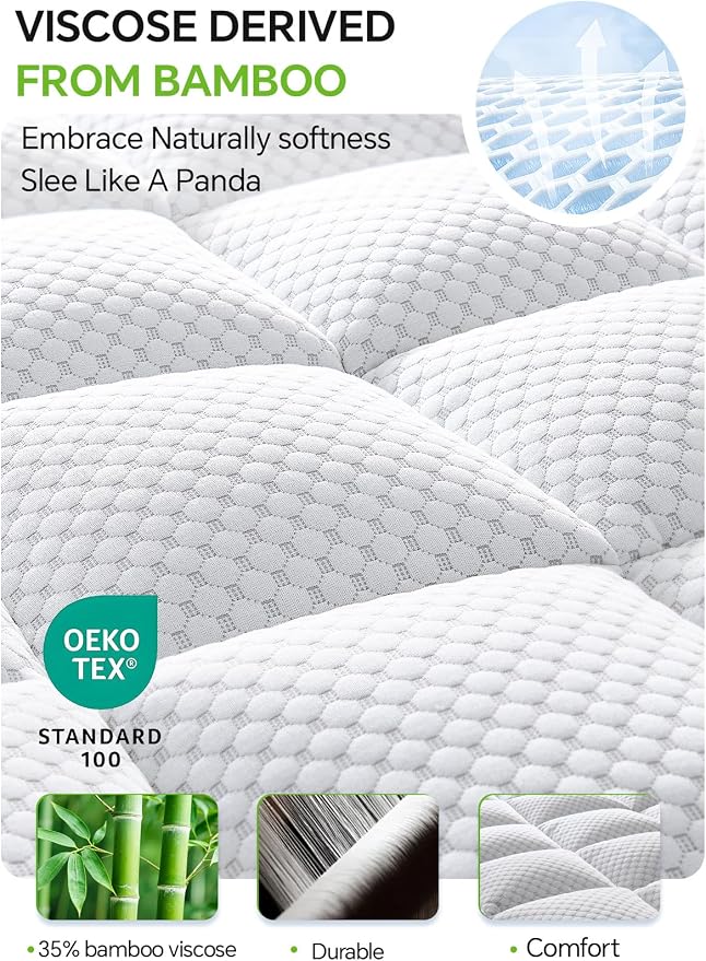 BEDELITE Twin XL Mattress Topper 3 Inch Thick Mattress Pad, Plush Pillow Top - Image 2