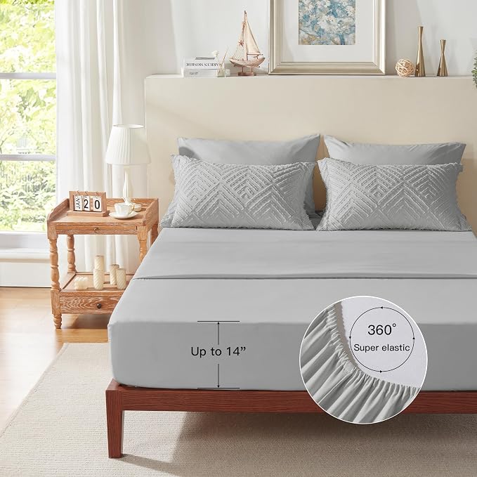Zzlpp King Comforter Set 7 Pieces, Light Grey Tufted Bed in a Bag - Image 7