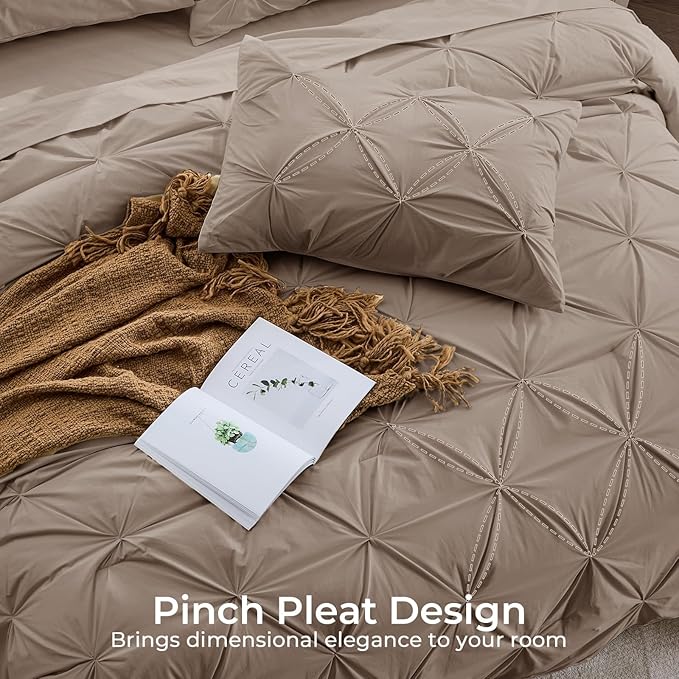 Sasttie Full Size Comforter Set, 7-Piece Bed in a Bag, Pintuck Bedding Set - Image 4