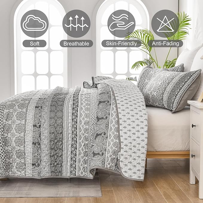 WONGS BEDDING Boho Quilt Set King Size - Image 4