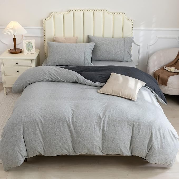 PURE ERA Jersey Knit Duvet Cover Set 100% T-Shirt Cotton Super Soft Comfy 3pc - Image 7
