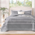 Andency Quilts Queen Size Grey, 3 Pieces Queen Quilt Bedding Set Boho by Andency