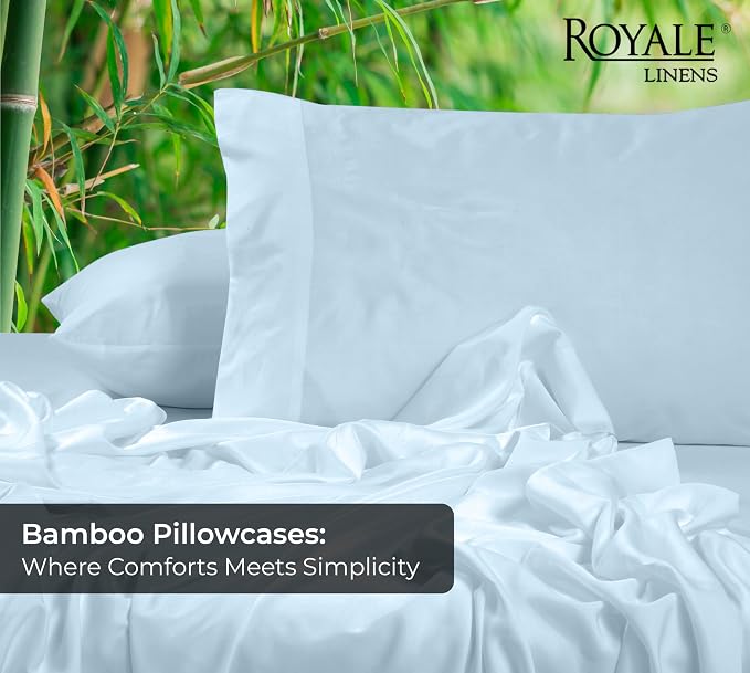 Royale Linens Cooling Pillow Cases Queen Size Set of 2-100% Rayon Derived from - Image 2